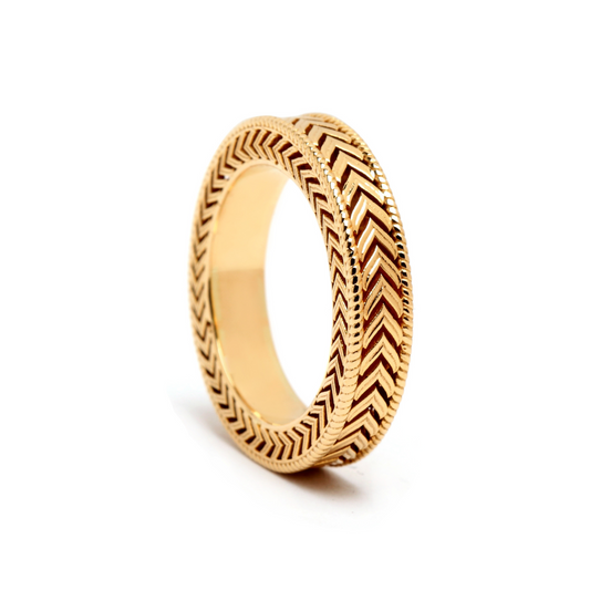 18 KT Gold Chevron Band Ring