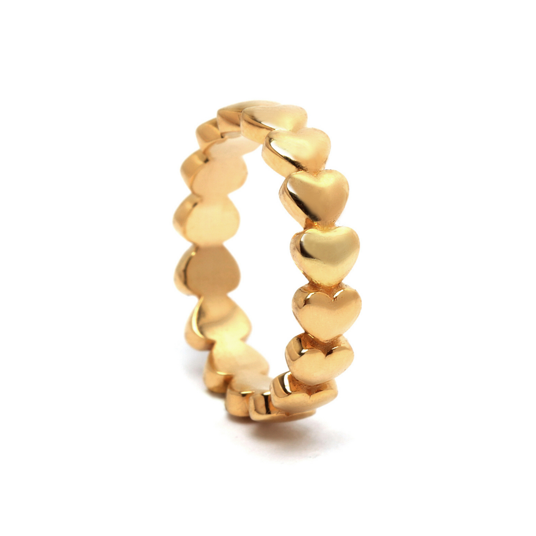18KT Gold Stack Heart Band Ring