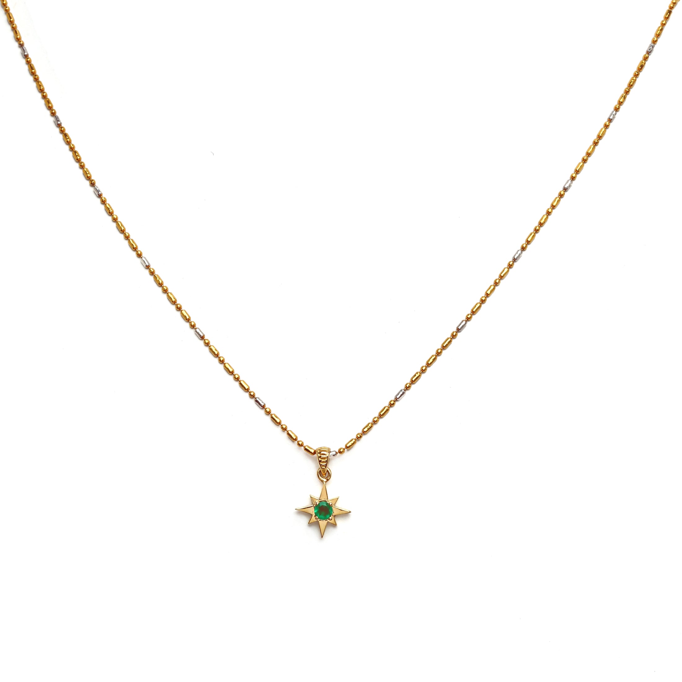 18KT Gold Emerald Star Pendant