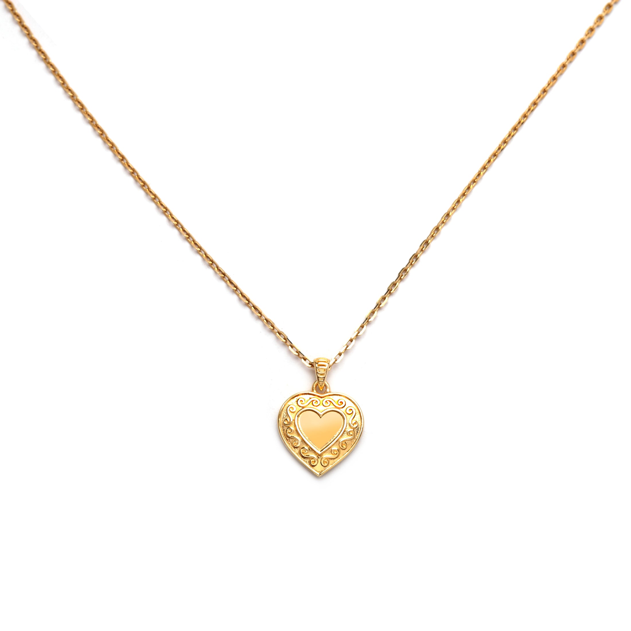 18KT Gold Vintage Heart Pendant