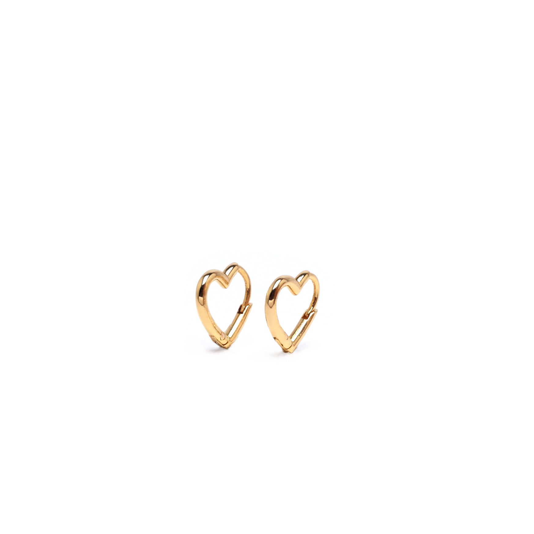18KT Gold Heart Huggies Earrings