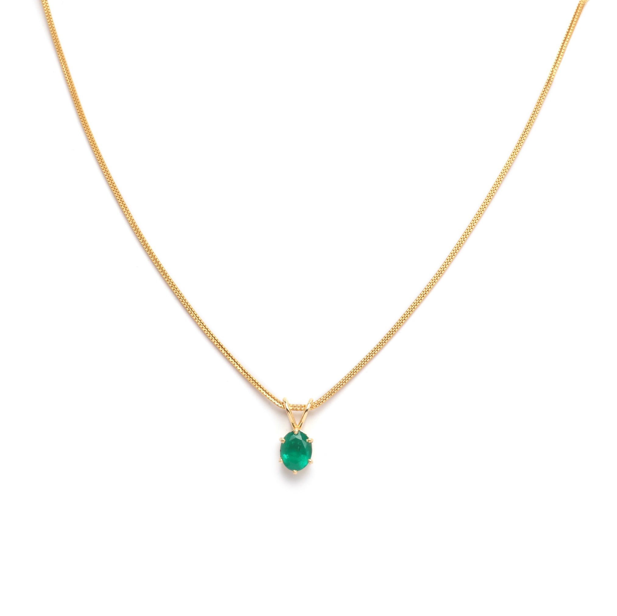 18KT Gold Oval Emerald Pendant